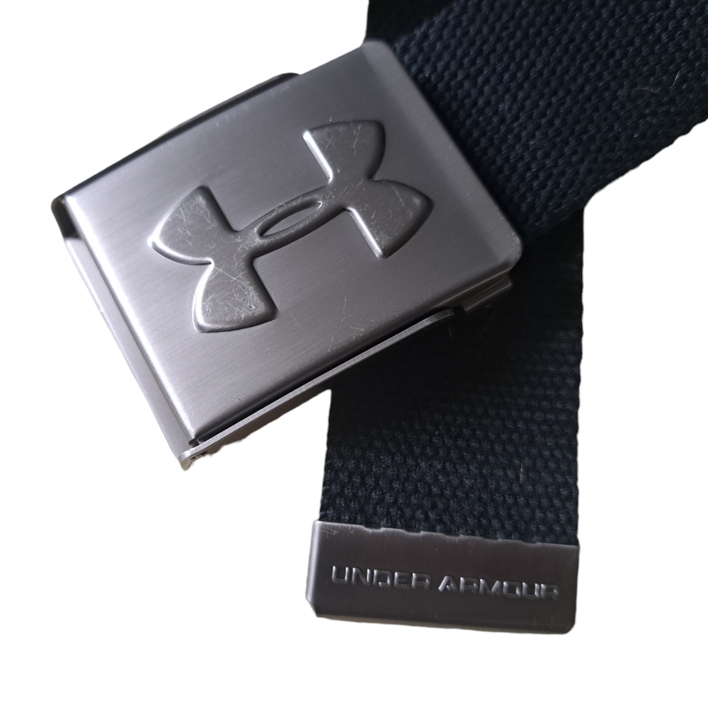 UNDER ARMOUR golf belt metal slide buckle BLACK web cotton preppy sport 28-32
